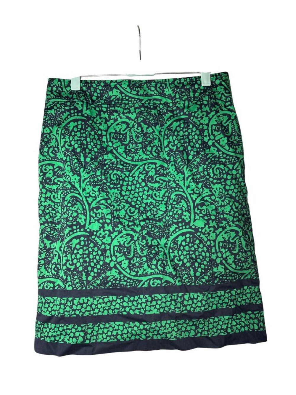 Ann Taylor Factory Pencil Skirt 4 Knee Length Green Black Abstract Floral Lined